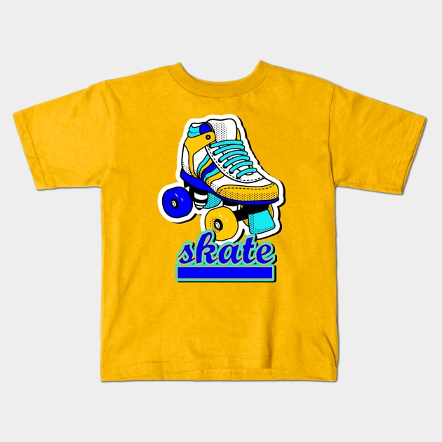 Retro Roller Skate Kids T-Shirt by AlondraHanley
